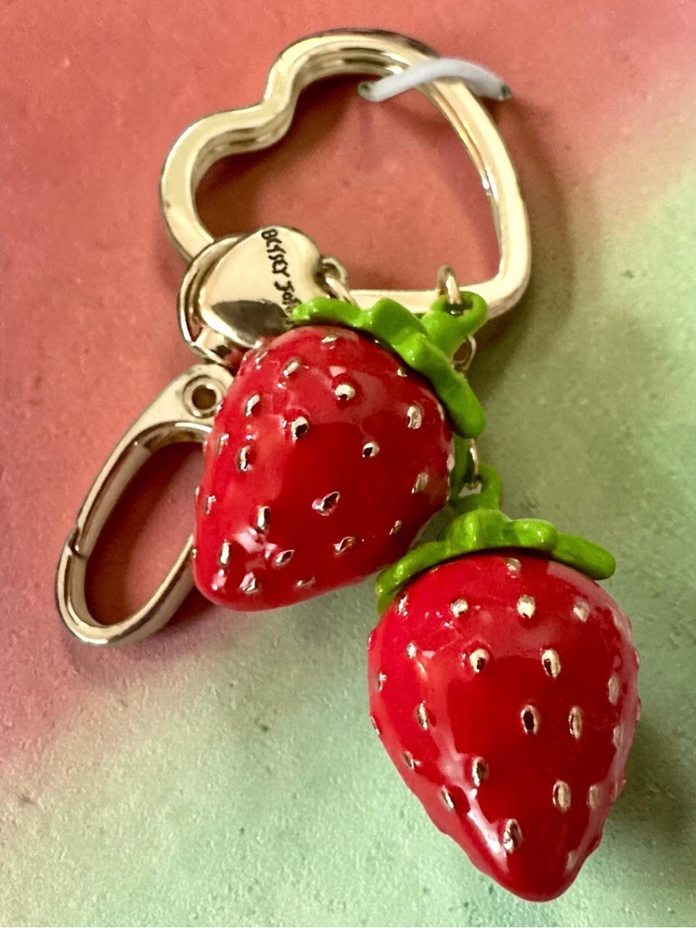 Betsey Johnson Red and Green Strawberry Keychain Charm - Picture 12 of 12